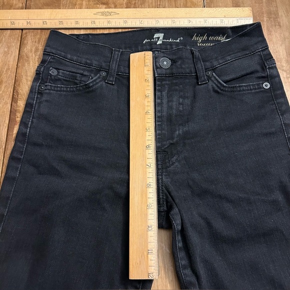 7 For All Mankind Black High Rise Jeans Size 25 Made In Italy - Picture 12 of 13